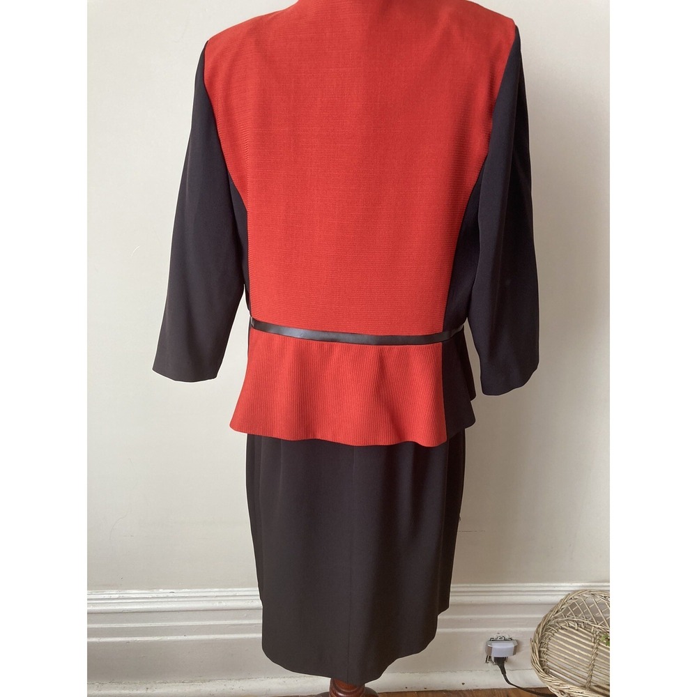 Studio One Dress Set Orange Black Size 12 Dress Jacket - Picture 6 of 14